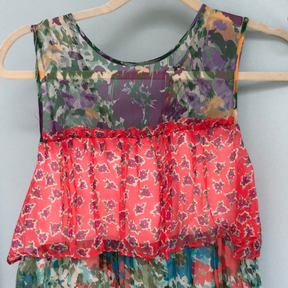 Silk multi-layer sleeveless dress - Picture 2 of 4